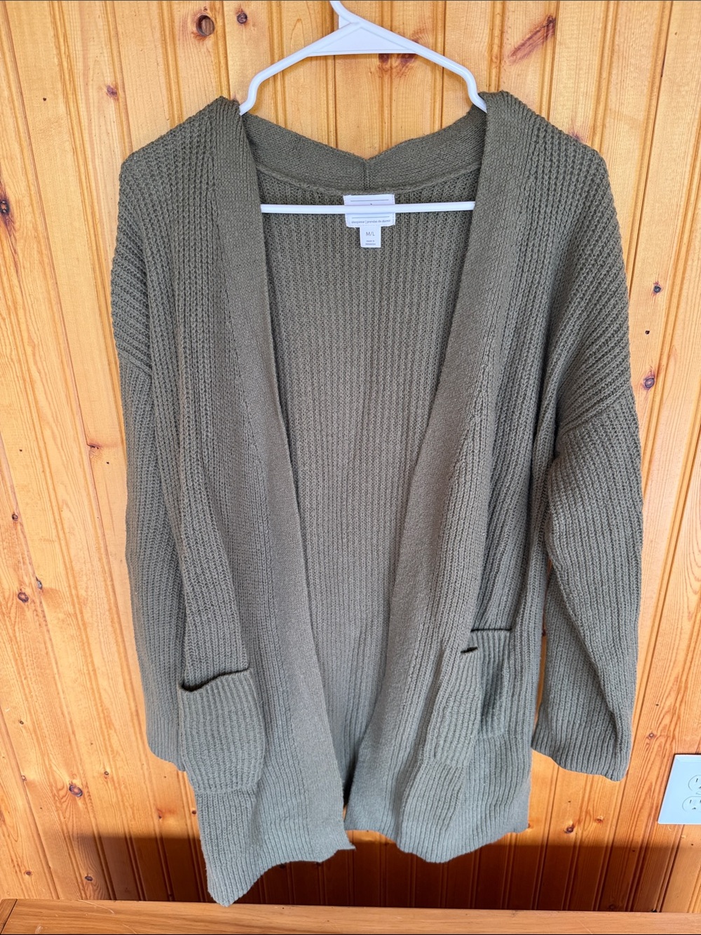 Auden Olive Green Open-Front Ribbed Cardigan